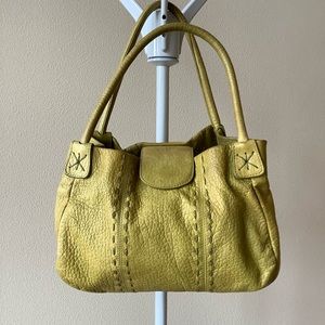 Carlos Falchi neutral green pebbled leather handbag. Very good condition.
